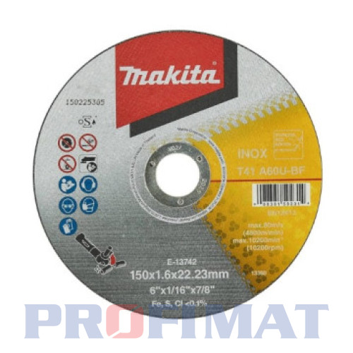 Rezný kotúč na nehr. oc.150x1,6x22 Makita E-13742