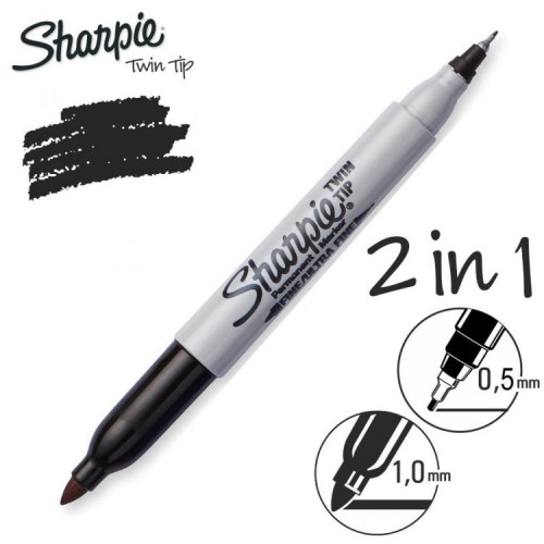  Sharpie fixka obojstranná  TWIN TIP čierna