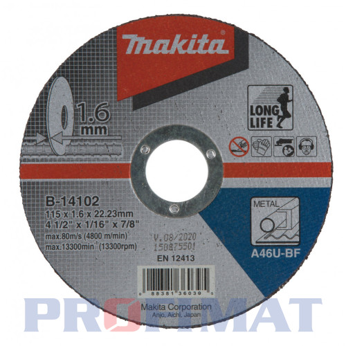 Rezný kotúč na železo 115x1,6 B-14102